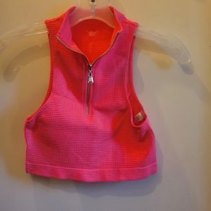 Waffle zip up crop tank